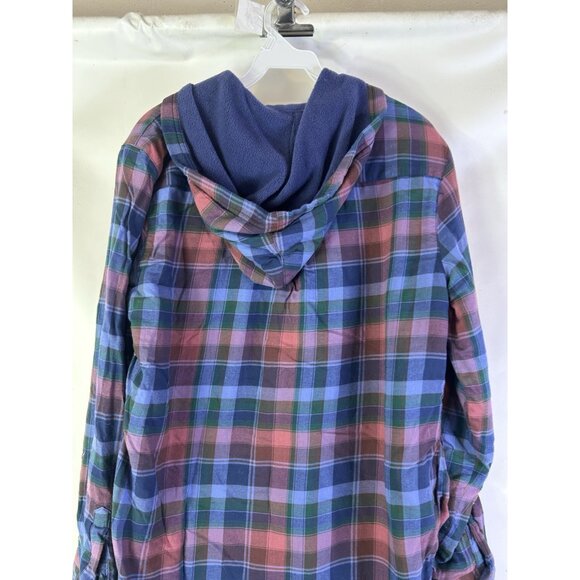 VTG 90s L.L. Bean Button Shirt Jacket Rainbow Plaid Fleece Lined - Picture 8 of 8